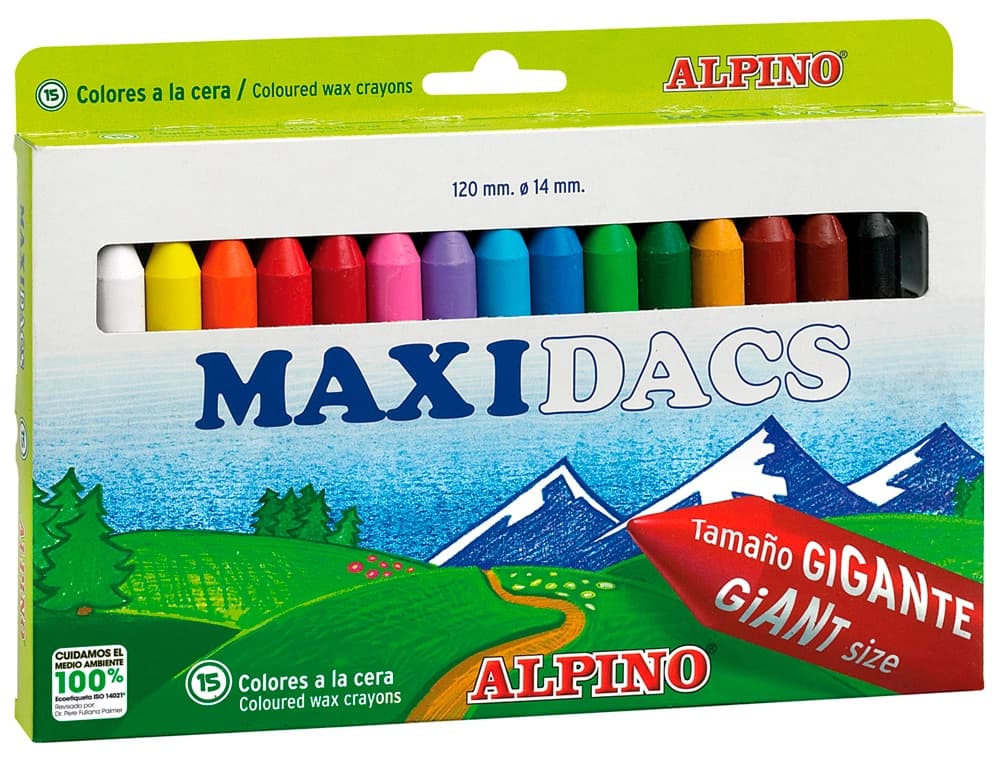 Lapices cera alpino maxidacs caja de 15 unidades colores surtidos