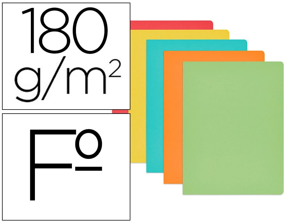 Gio Subcarpeta cartulina gio folio colores surtidos 180 gr/m2 paquete de 50 unidades