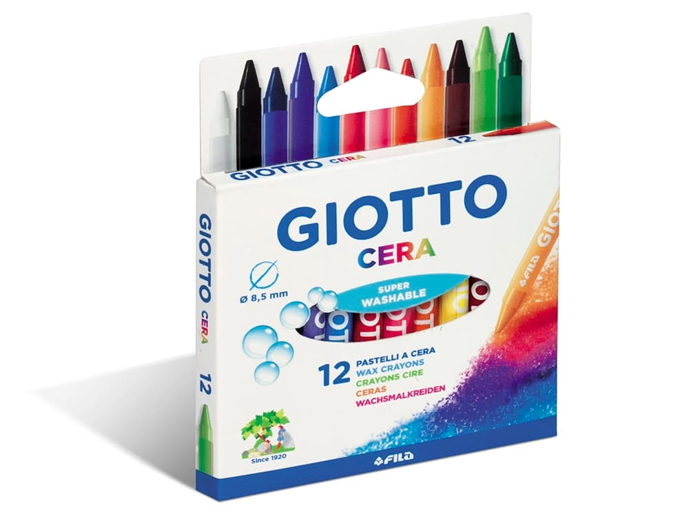 Lapices cera giotto caja de 12 colores surtidos