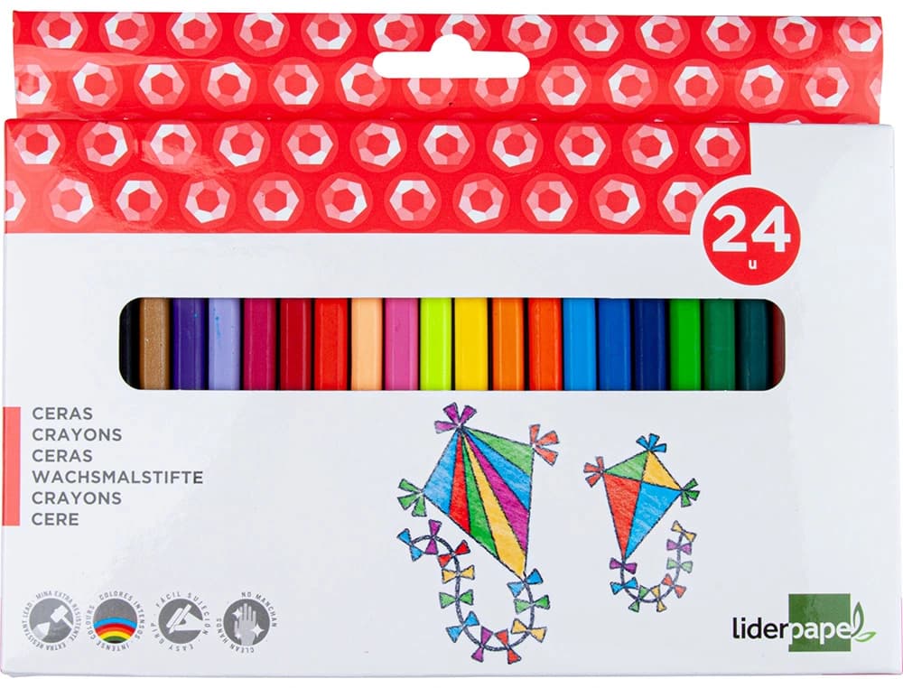 Lapices cera liderpapel caja de 24 unidades colores surtidos