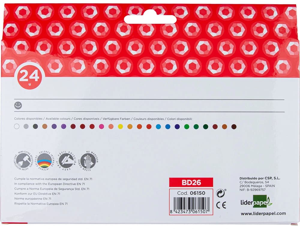 Lapices cera liderpapel caja de 24 unidades colores surtidos