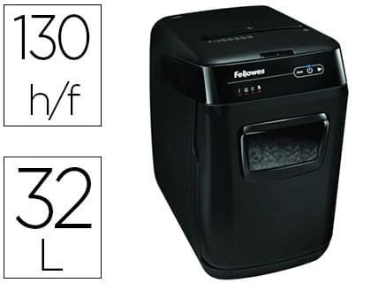 Fellowes Destructora de documentos fellowes automax 150c capacidad de corte 150 hojas clips grapas tarjetas y cd 32l