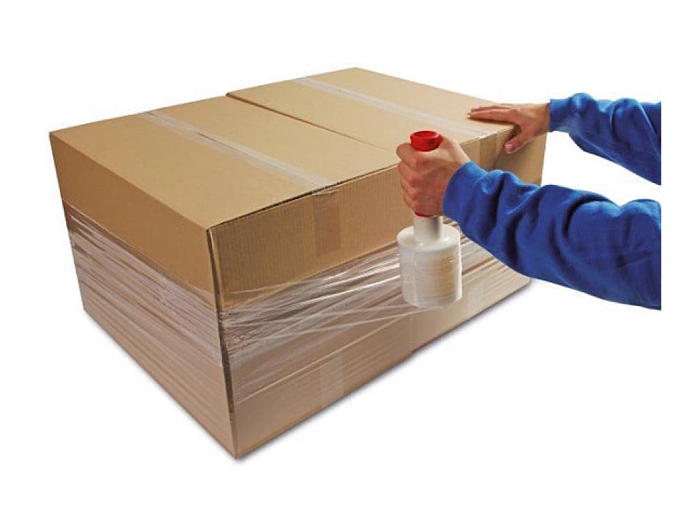 Film extensible manual ancho 100 mm largo 150 mt espesor 23 micras transparente