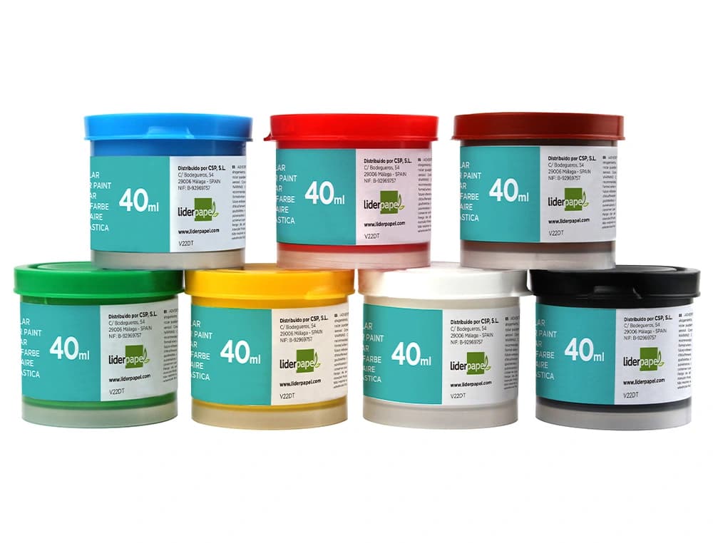 Tempera escolar liderpapel 40 ml caja colores surtidos con pincel
