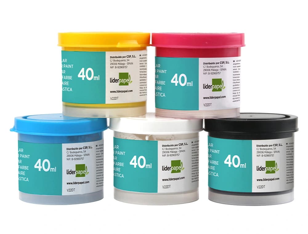 Tempera escolar liderpapel 40 ml caja colores surtidos con pincel