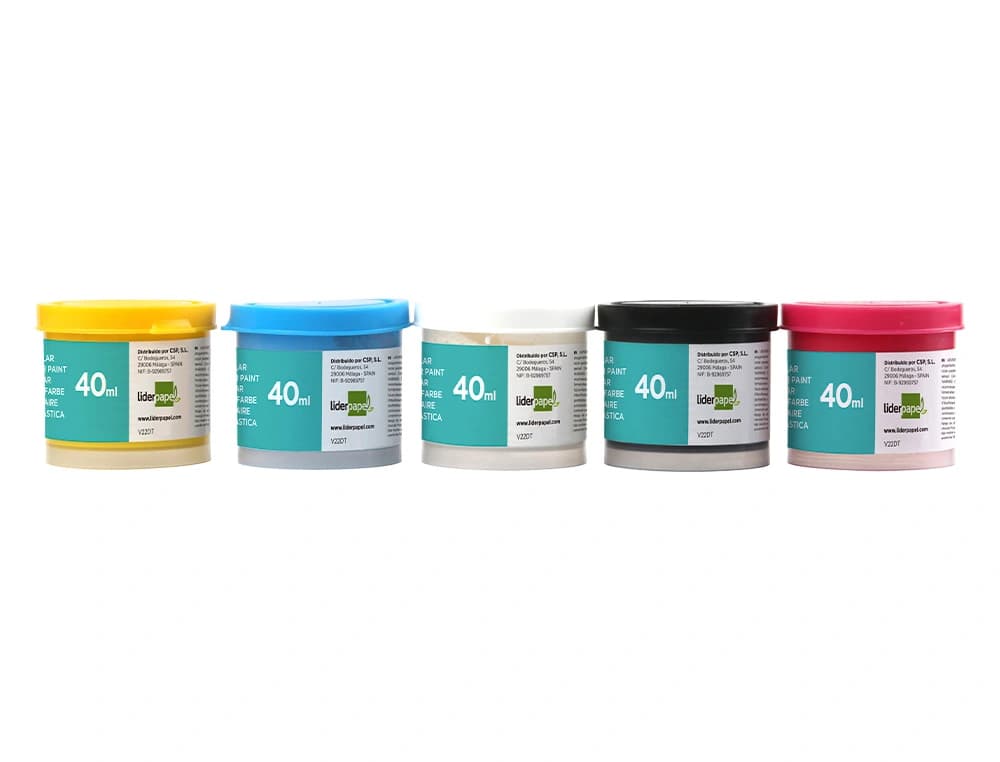 Tempera escolar liderpapel 40 ml caja colores surtidos con pincel