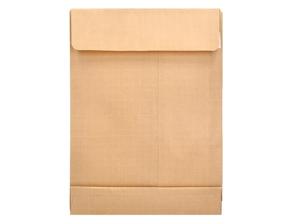 Sobre liderpapel bolsa fuelle kraft armado 280x365x50mm solapa tira de silicona papel 155 gr caja de 50 unidades
