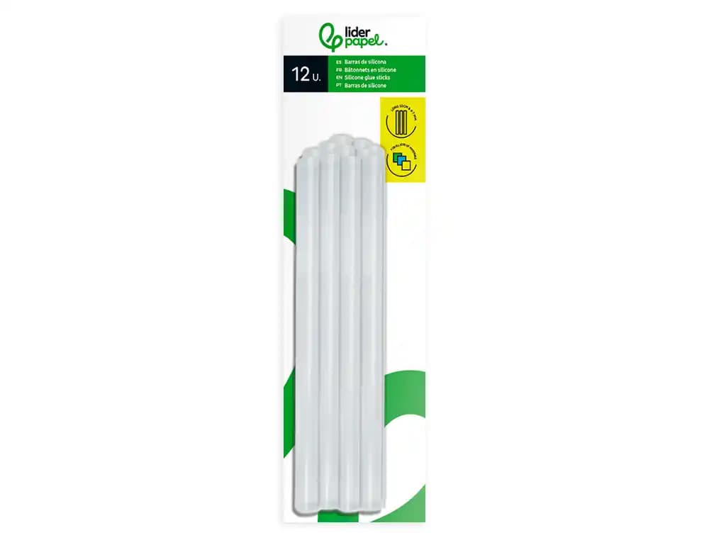 Barra termofusible liderpapel 7 mm de diametro x 200 mm de alto blister de 12 unidades