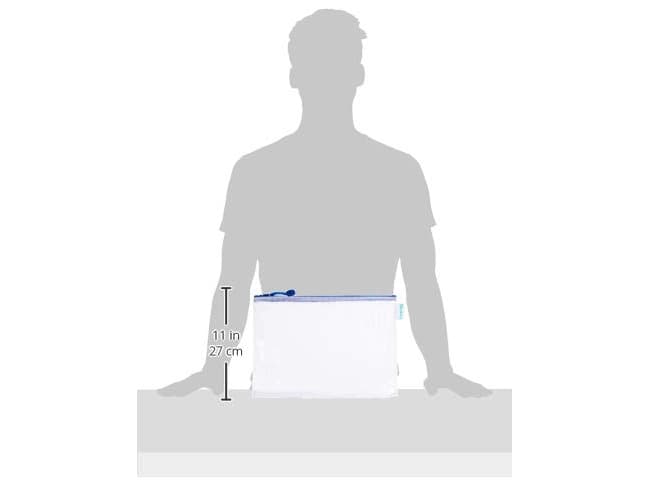 Bolsa multiusos Djois de PVC con cremallera superior, portabolígrafo y correa – Azul