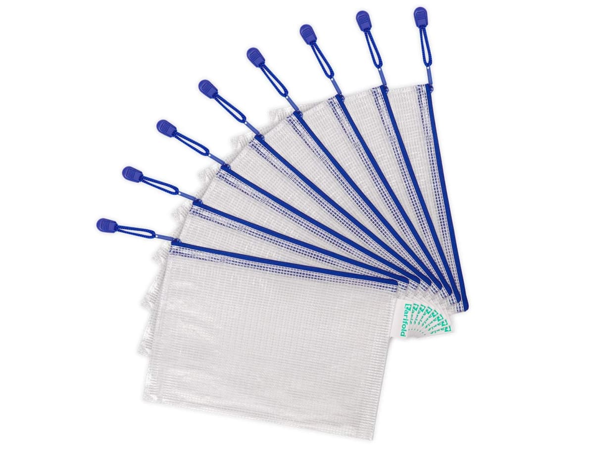 Bolsa multiusos djois pvc apertura superior con cremallera portaboligrafo y correa azul