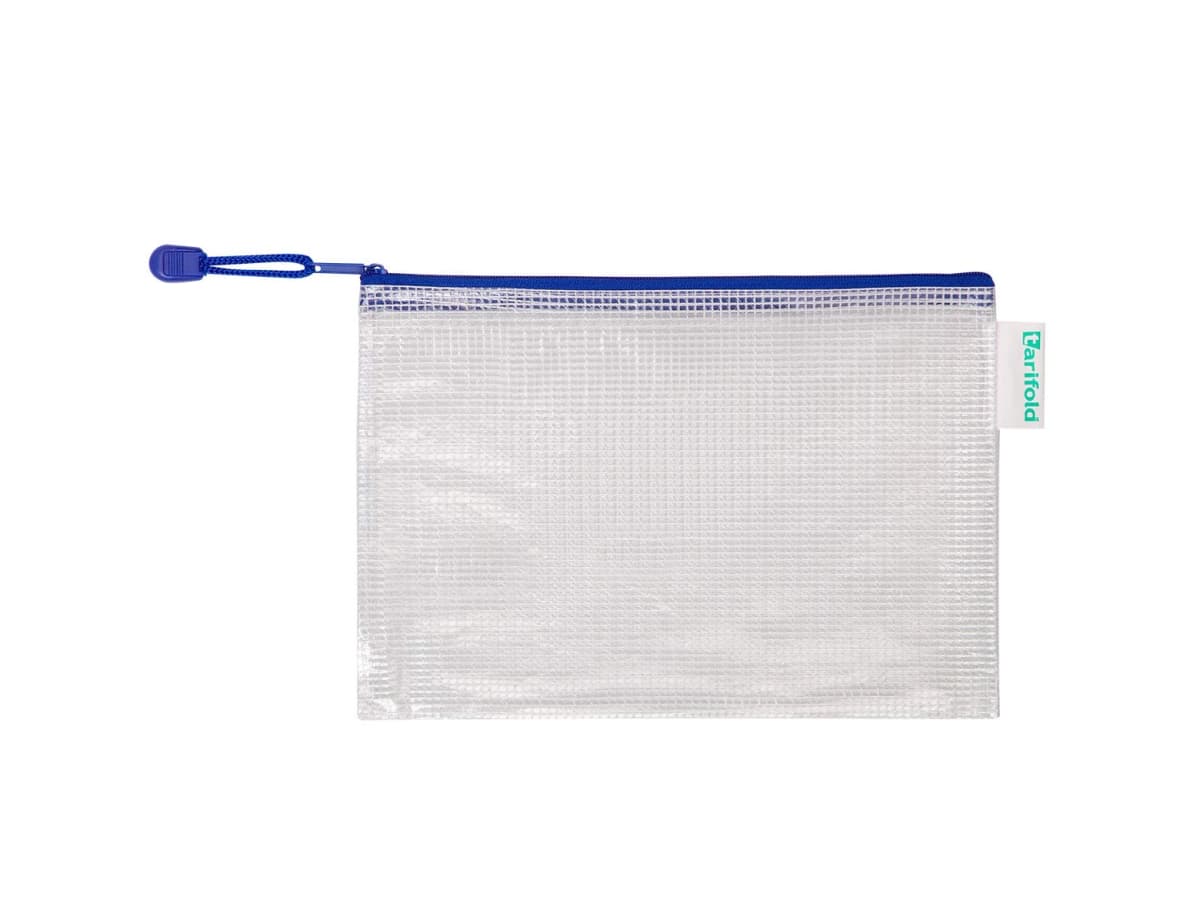 Bolsa multiusos djois pvc apertura superior con cremallera portaboligrafo y correa azul