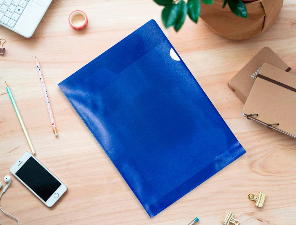 Carpeta dossier Q-Connect de plástico con uñero, DIN A4 de 120 micras, caja de 100 unidades – Azul