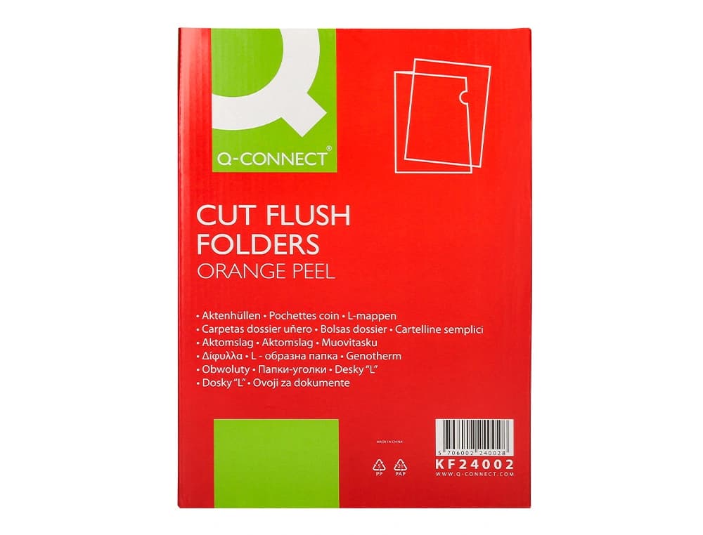 Carpeta dossier uñero plastico q-connect din a4 120 micras caja de 100 unidades