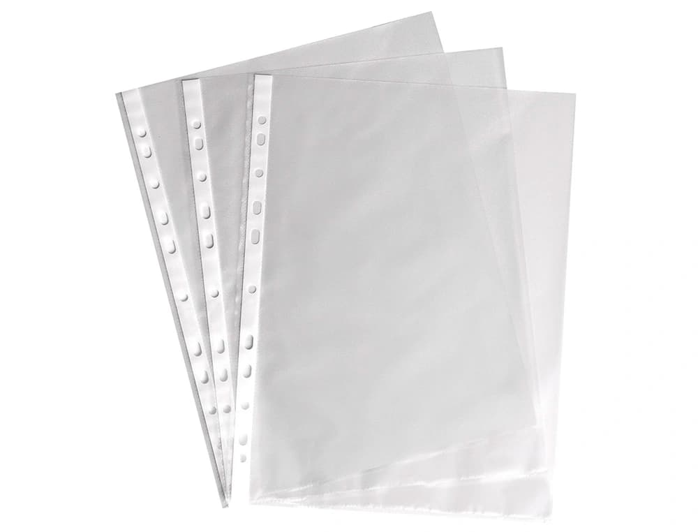 Funda multitaladro q-connect din a4 100 mc cristal caja de 100 unidades