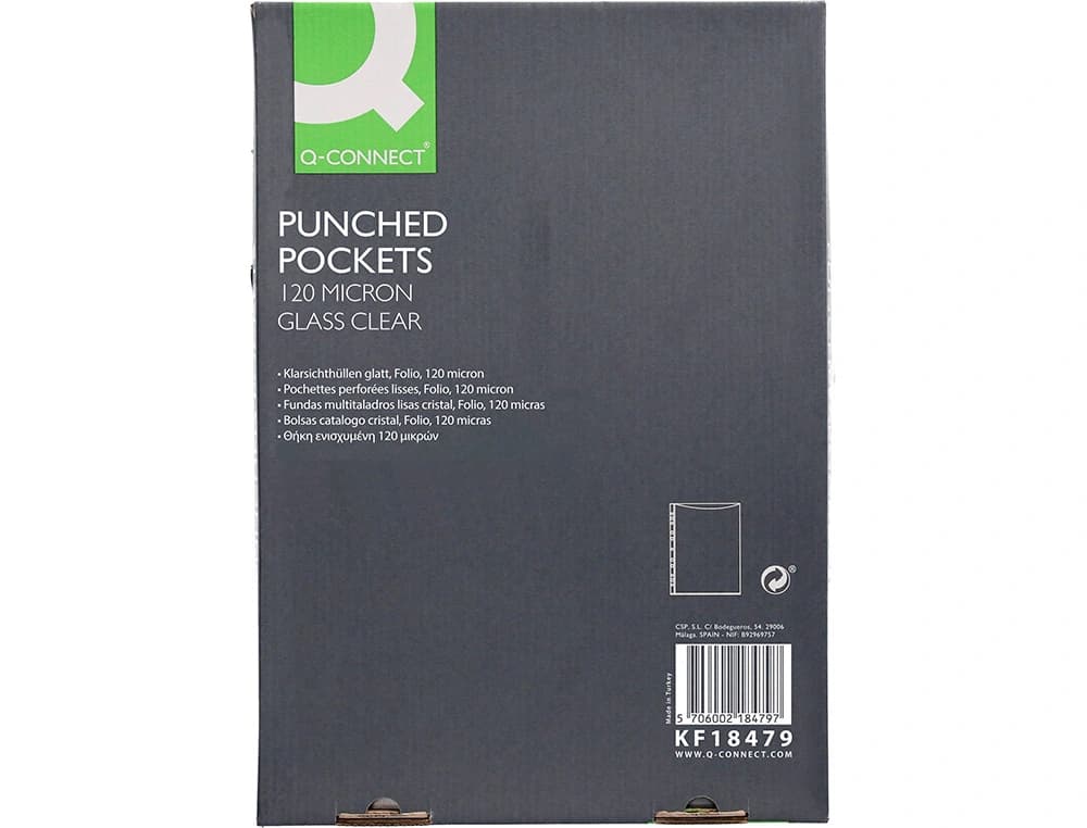 Funda multitaladro q-connect folio 120 mc cristal caja de 100 unidades