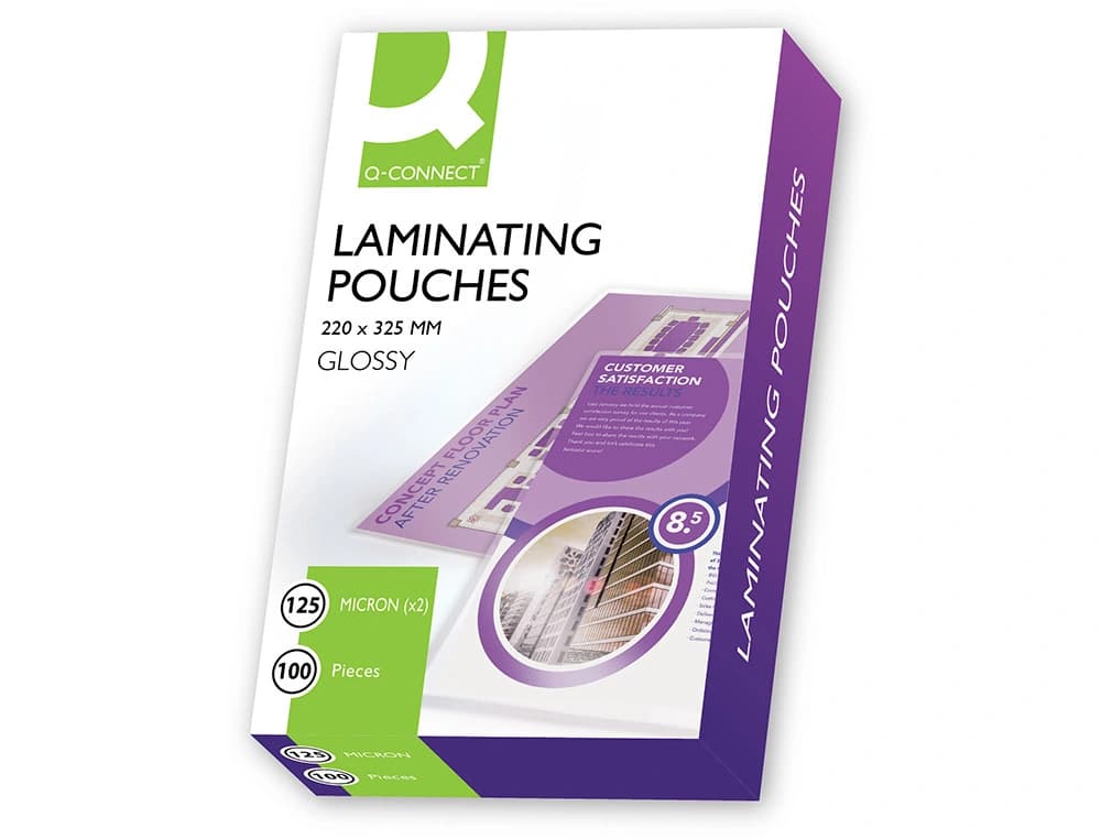 Bolsa de plastificar q-connect 325 x 220 mm 125 mc folio caja de 100 unidades