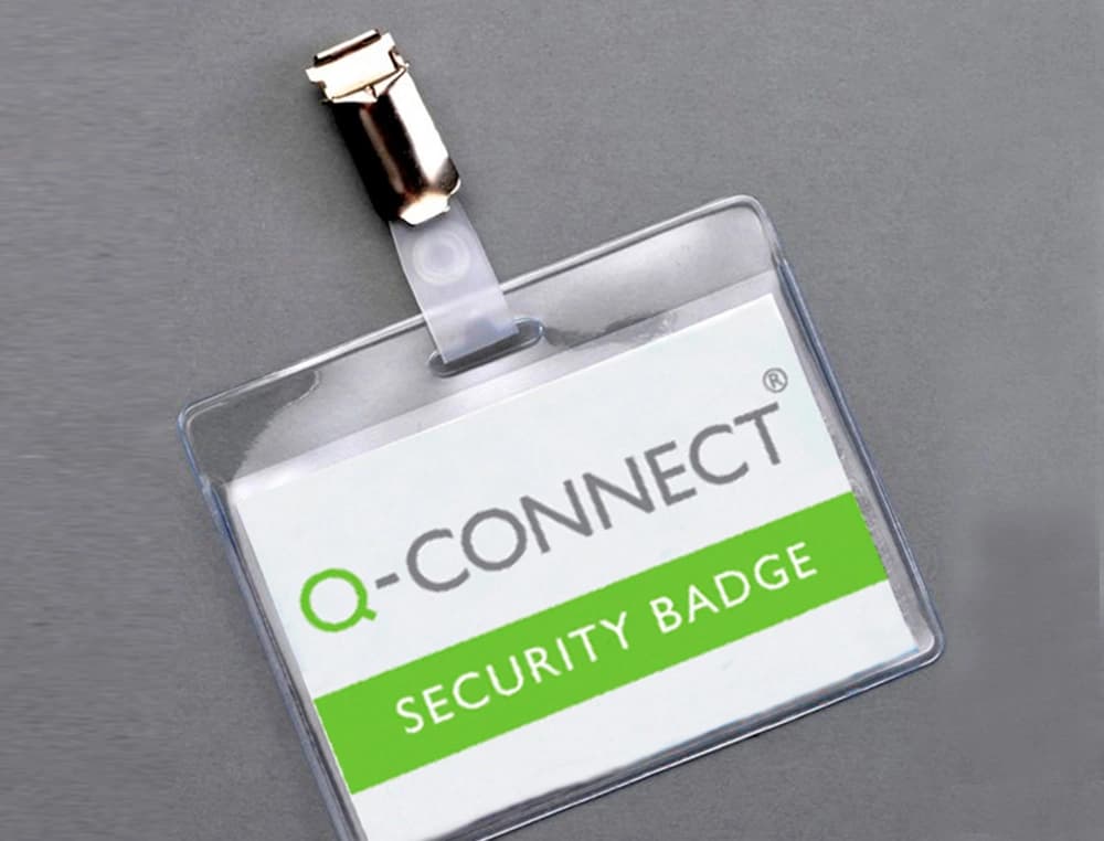 Bolsa de plastificar q-connect 67x98 mm 125 mc con clip para tarjetas de visita caja de 25 unidades