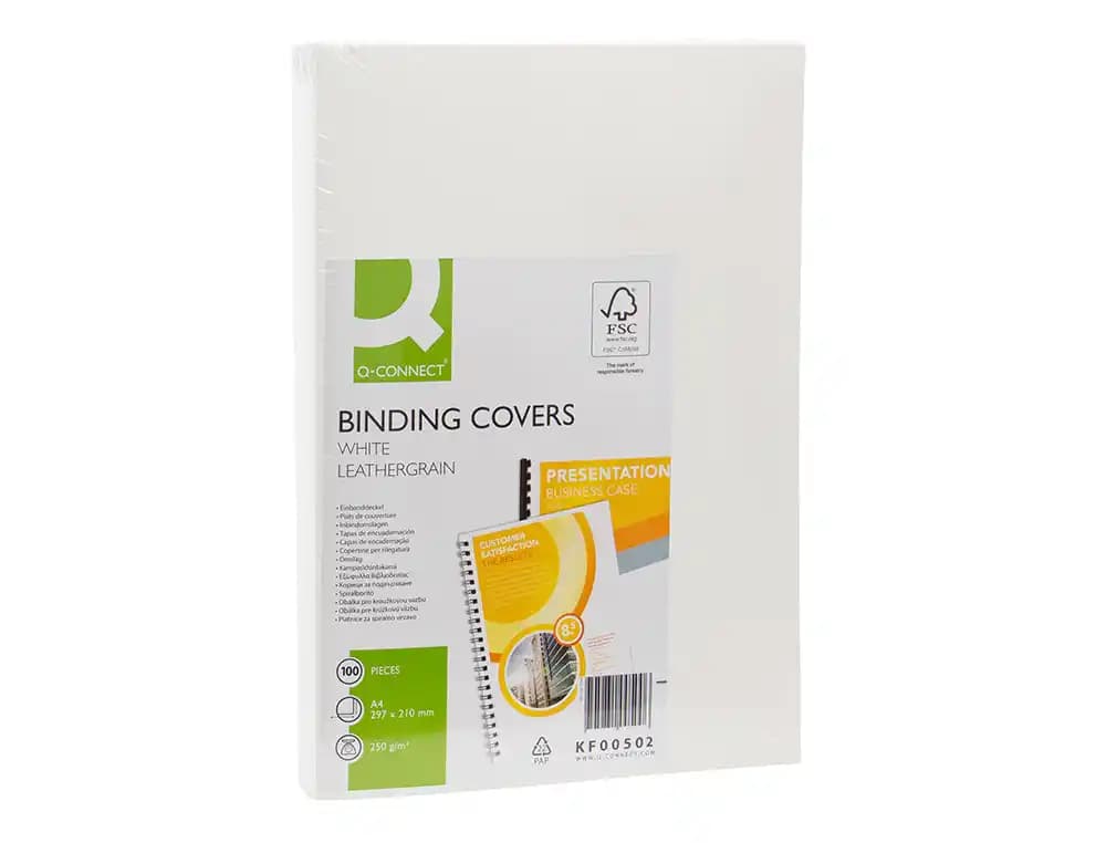 Tapa de encuadernacion q-connect carton din a4 simil piel 250 gr caja de 100 unidades