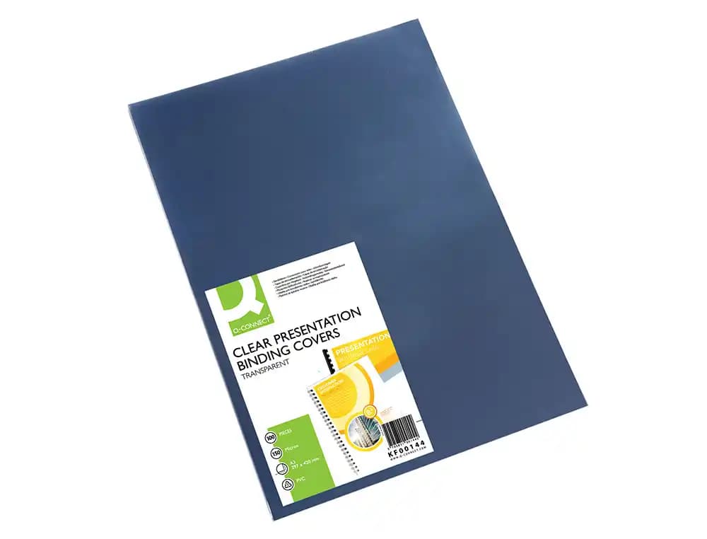 Tapa de encuadernacion q-connect pvc din a3 incolora 150 mc caja de 100 unidades