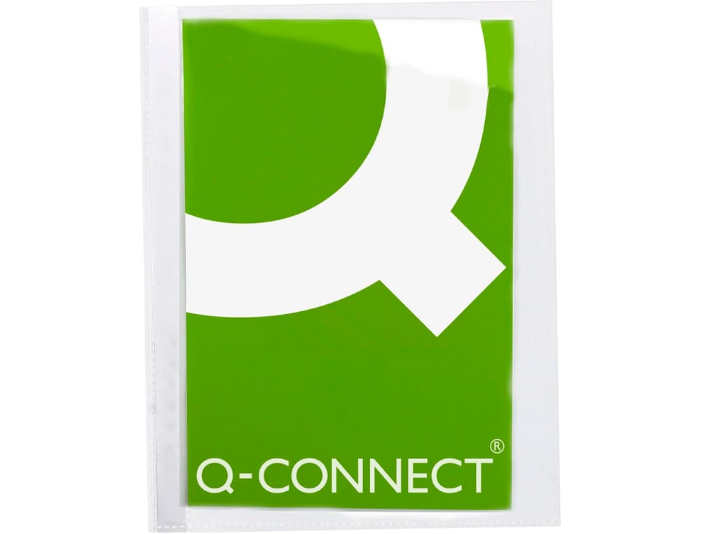 Funda protectora q-connect corte oblicuo 290x195 cristal sin taladros pvc 90mc caja de 100 unidades