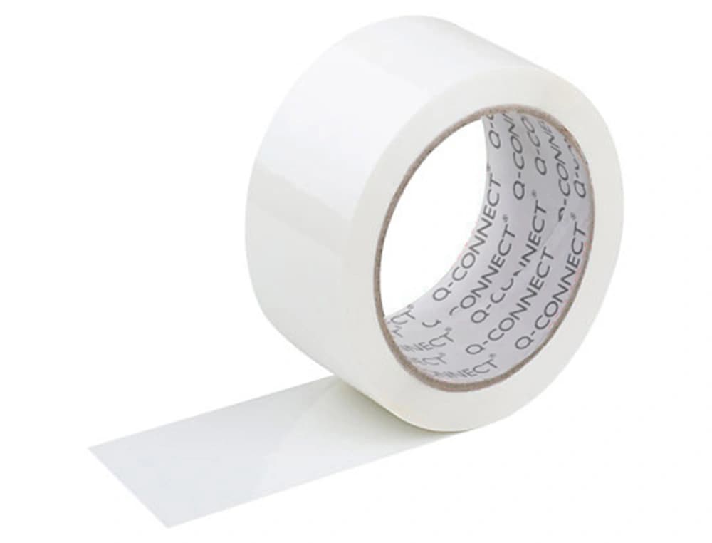 Cinta adhesiva de embalaje Q-Connect de polipropileno, 66 m × 75 mm – Blanco