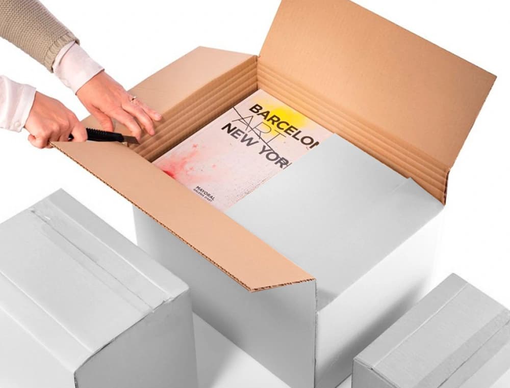 Caja para embalar q-connect ultra resistente regulable en altura carton canal doble 7 mmcolor blanco 450x280x375 mm