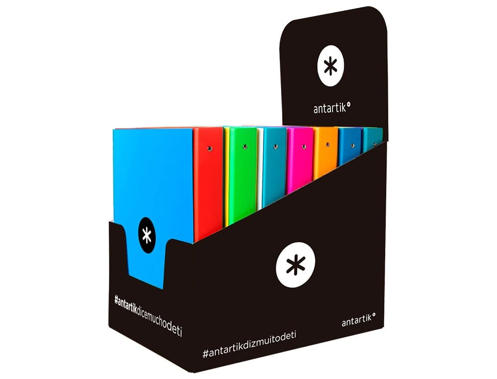 Carpeta Antartik A4 de cartón forrado con 4 anillas redondas de 25 mm – Surtidos