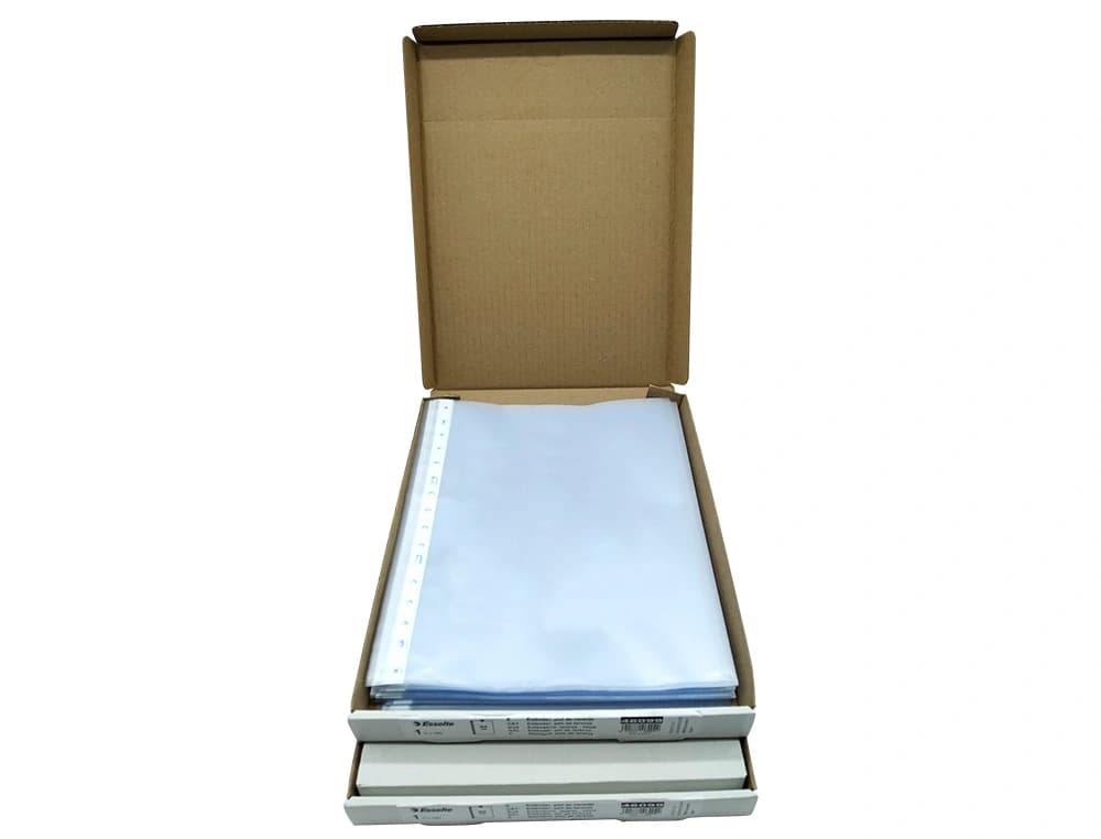 Funda multitaladro esselte polipropileno 80 mc 16 taladros piel de naranja caja de 100 unidades
