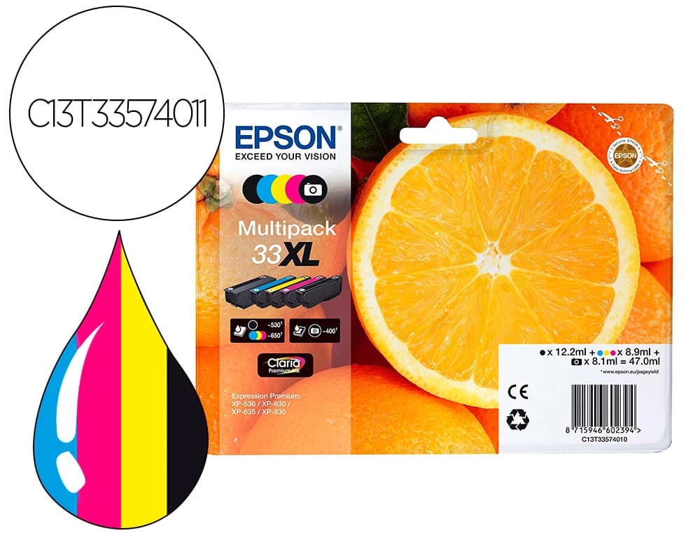 Epson Ink-jet epson expression premium t3357 33xl xp-530 / xp-630 / xp-640 / xp-830 / xp-900 multipack 5 colores