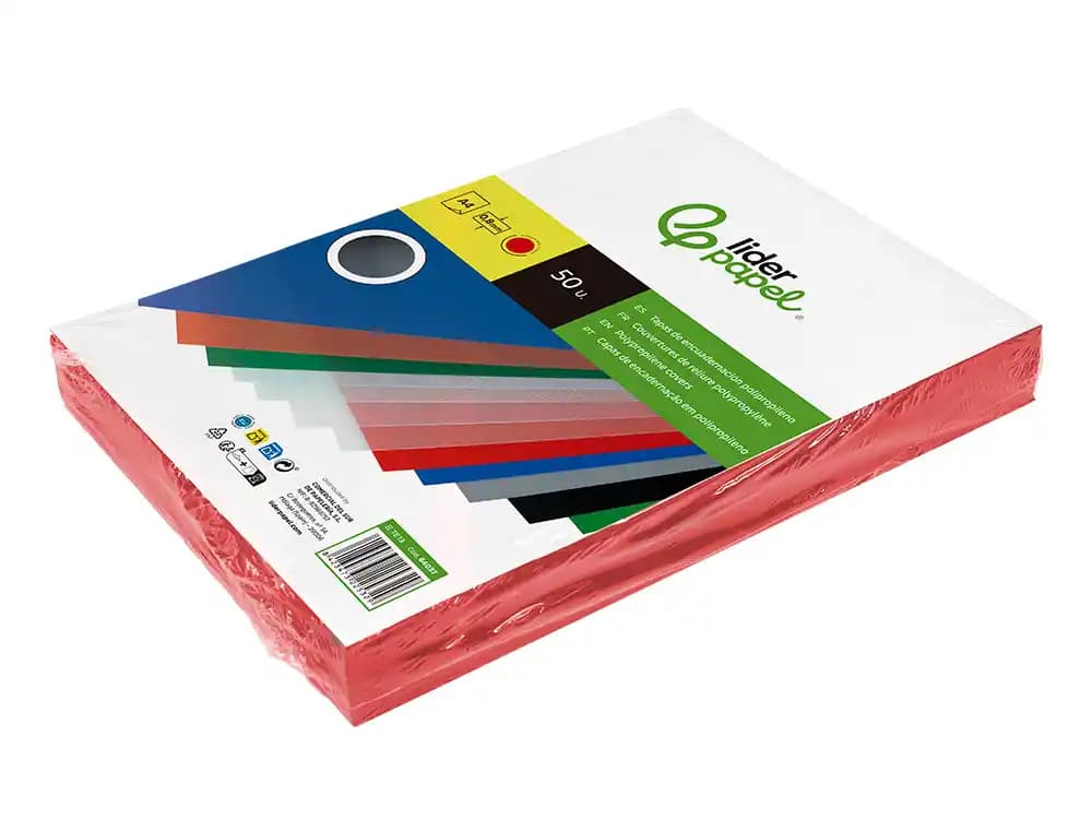 Tapa encuadernacion liderpapel polipropileno a4 0.8mm opaco paquete de 50 unidades