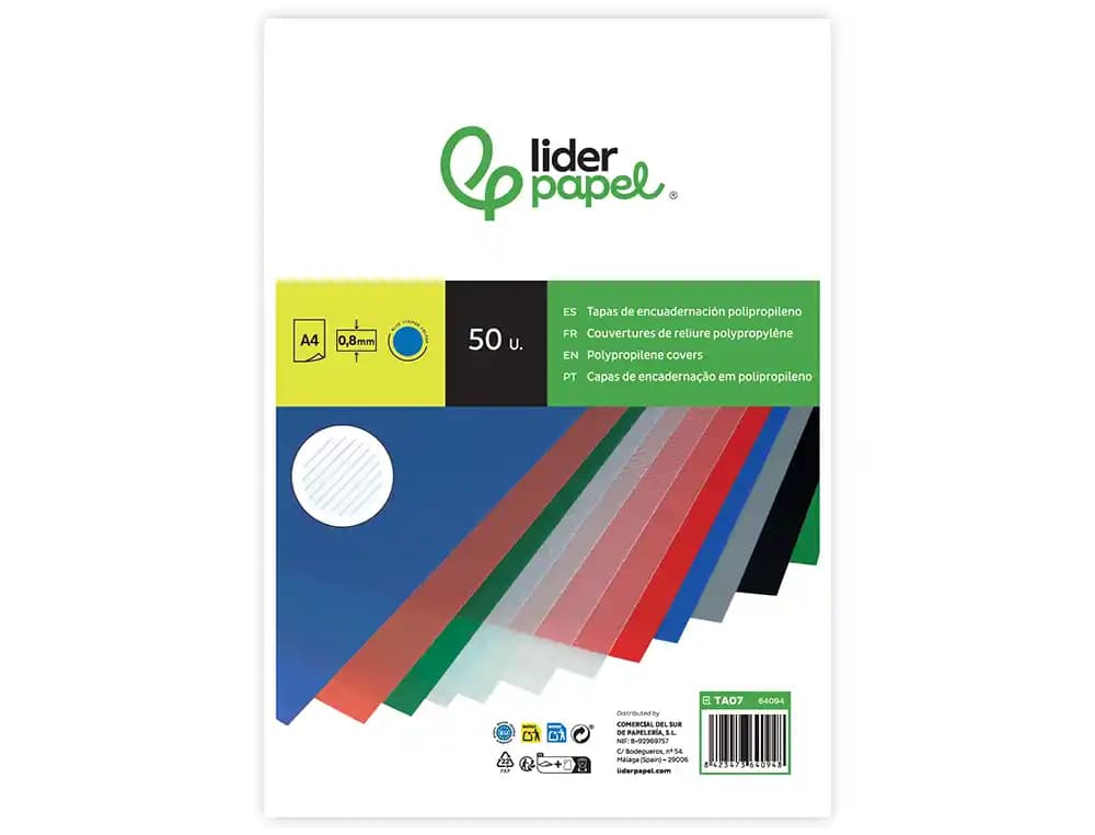 Tapa encuadernacion liderpapel polipropileno ondulado a4 0.8 mm paquete de 50 unidades