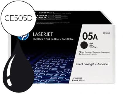 Hp Toner hp 05a laserjet p2033 / 2035 / 2036 / 2037 / 2054 / 2055 / 2056 / 2057 negro pack de 2 unidades 2.300 pag