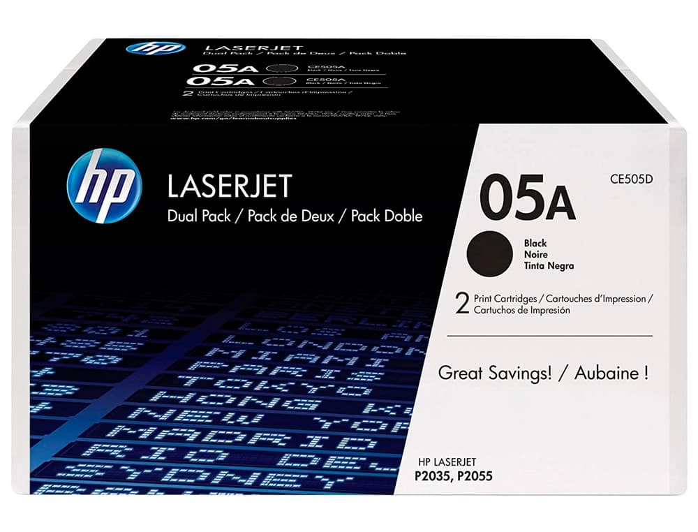 Toner hp 05a laserjet p2033 / 2035 / 2036 / 2037 / 2054 / 2055 / 2056 / 2057 negro pack de 2 unidades 2.300 pag