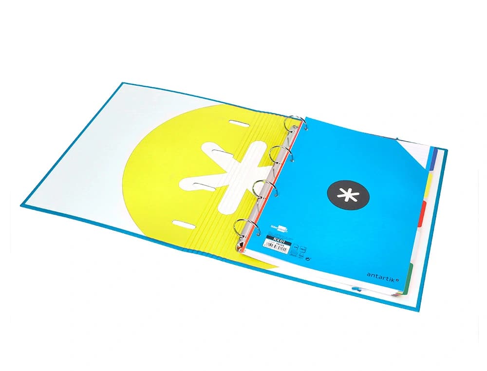Carpeta con recambio antartik a4 cuadro 5mm forrada 4 anillas 40mm redondas con solapa