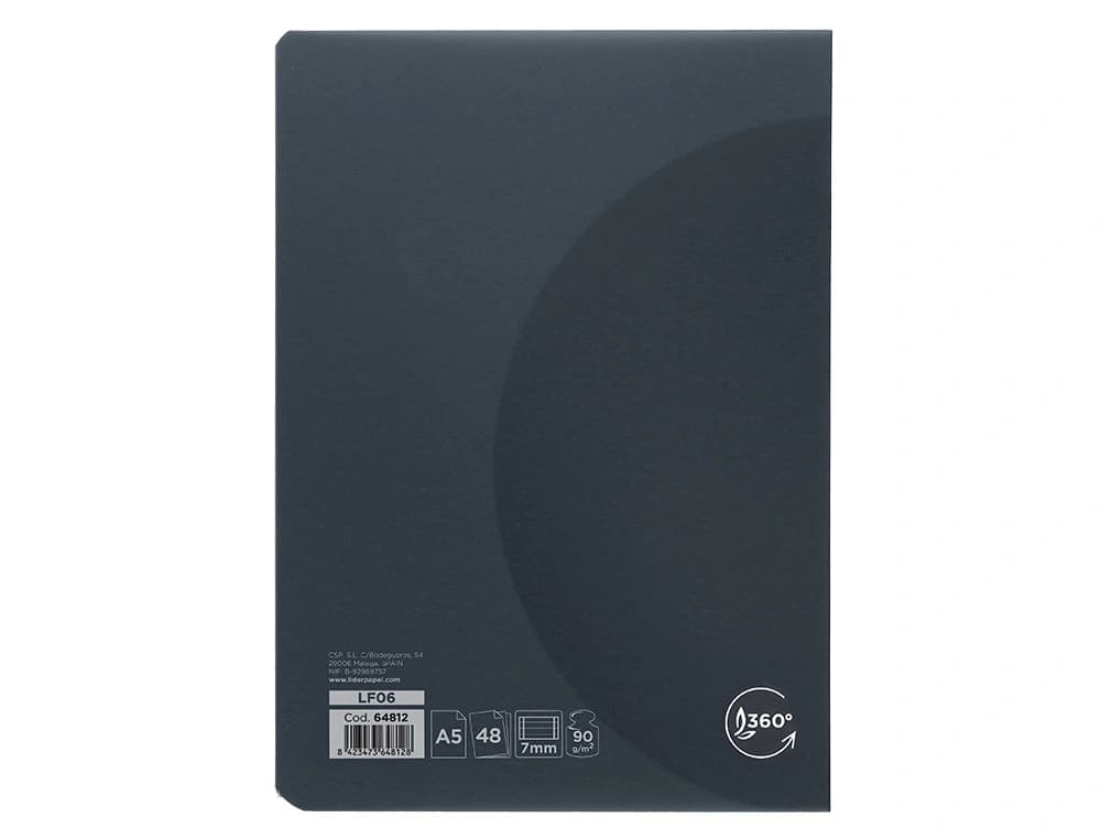 Libreta liderpapel 360 tapa de plastico 48 hojas 90gr horizontal con doble margen tapa