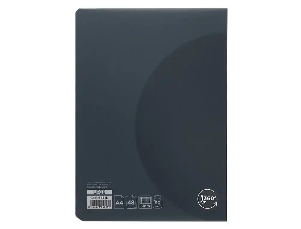 Libreta liderpapel 360 tapa de plastico 48 hojas 90gr 5mm con doble margen tapa