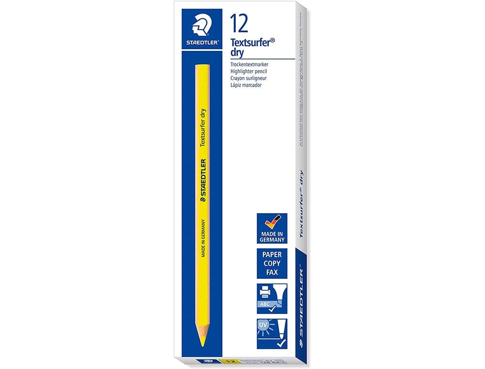 Lapices fluorescente staedtler textsurfer dry triangular caja de 12 unidades