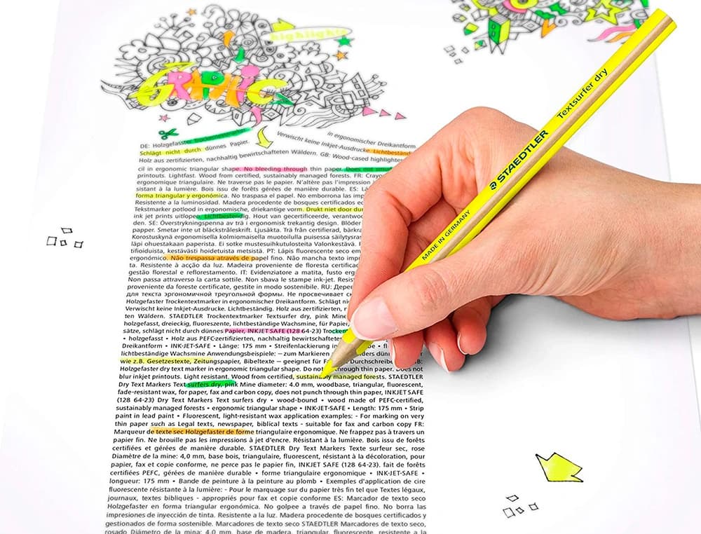 Lapices fluorescente staedtler textsurfer dry triangular caja de 12 unidades