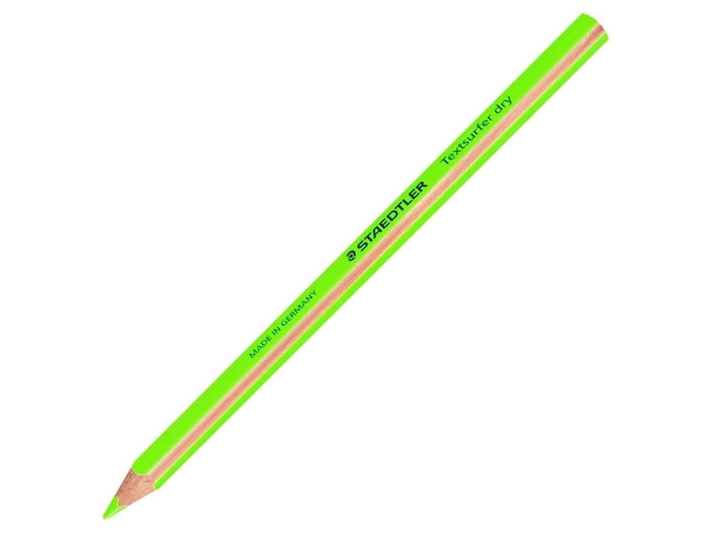Lápiz fluorescente Staedtler Textsurfer Dry triangular con mina de cera, caja de 12 unidades – Verde