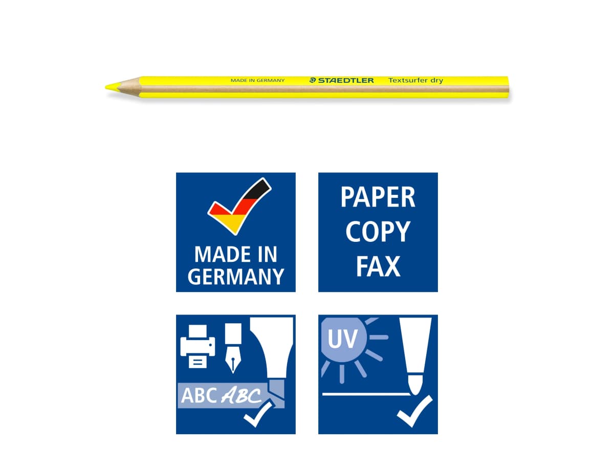 Lápiz fluorescente Staedtler Textsurfer Dry triangular con mina de cera, caja de 12 unidades – Verde