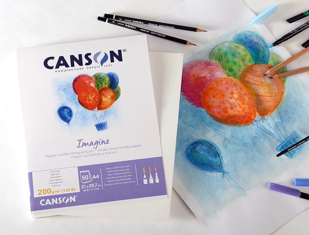 Bloc dibujo multitecnicas canson imagine din a4 encolado liso 21x29,7 cm 50 hojas 200 gr/m2