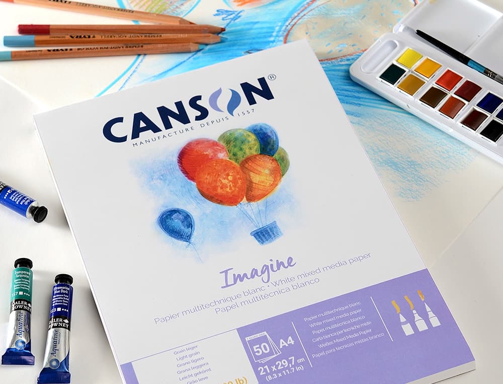 Bloc dibujo multitecnicas canson imagine din a4 encolado liso 21x29,7 cm 50 hojas 200 gr/m2