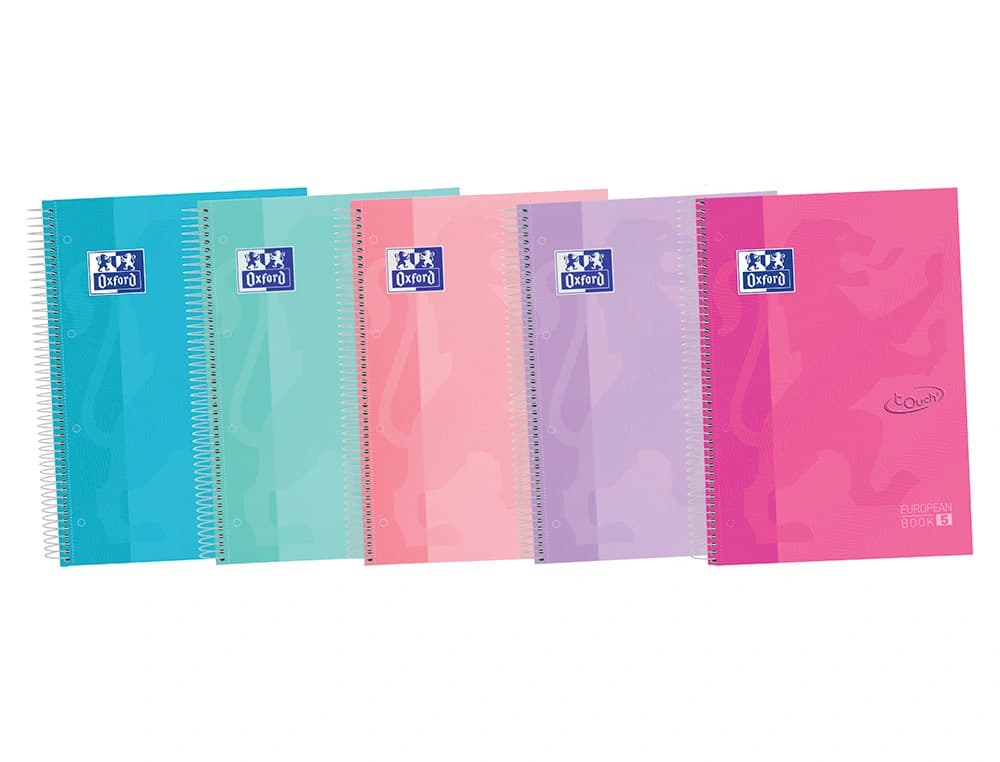 Cuaderno espiral oxford ebook 5 tapa extradura din a4+ 120 h horizontal colores surtidos touch