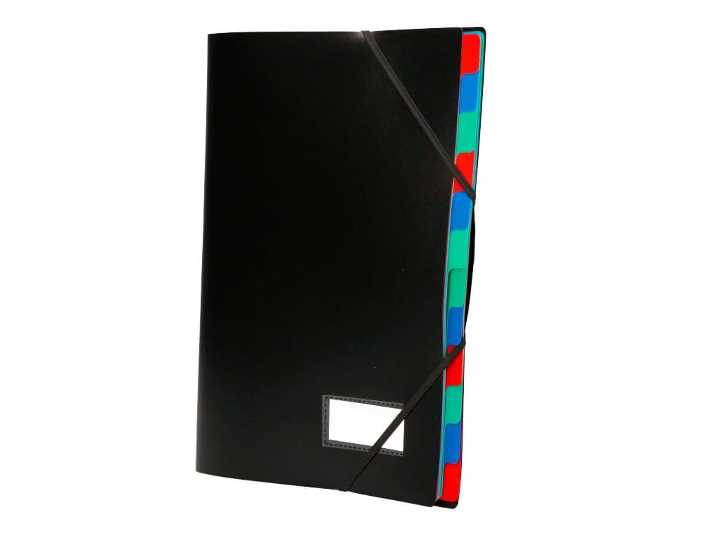 Carpeta liderpapel clasificadora polipropileno din a4 negra -portafirmas -12 departamentos