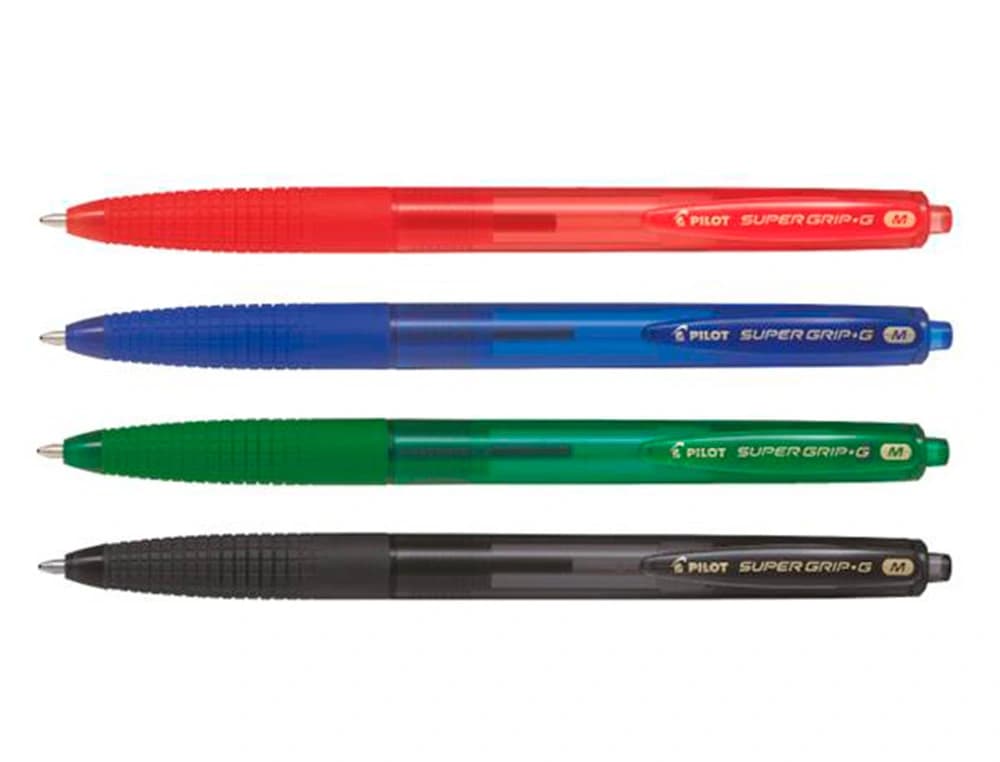 Bolígrafo Pilot Super Grip G retráctil con sujeción de caucho y tinta de base aceite – Verde