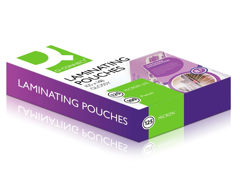 Bolsa de plastificar q-connect 105 x 148 mm din a6 125 mc caja de 100 unidades