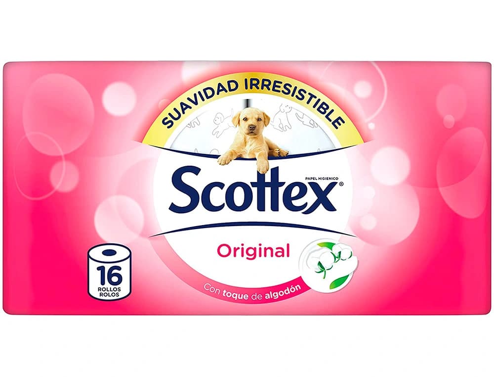 Papel higienico scottex original 2 capas paquete de 16 rollos 17,7 m