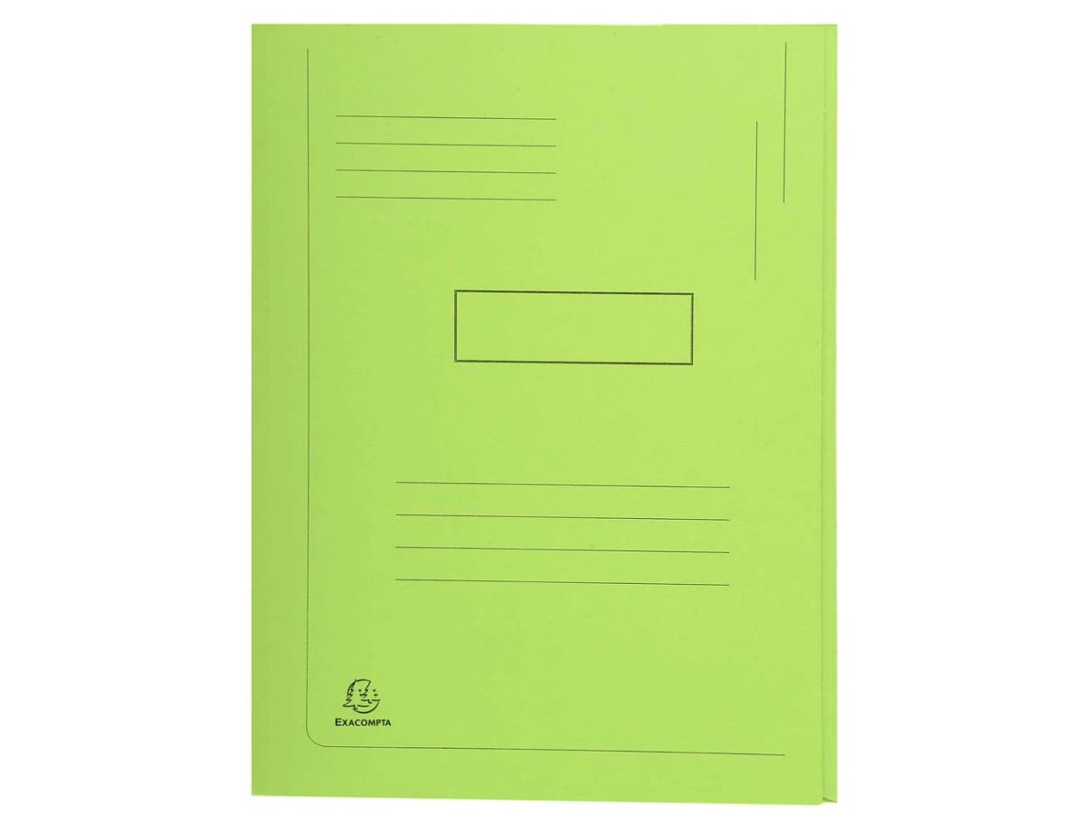 Subcarpeta Exacompta de cartulina de 280 g con 2 solapas interiores y líneas impresas en la portada, DIN A4 – Verde