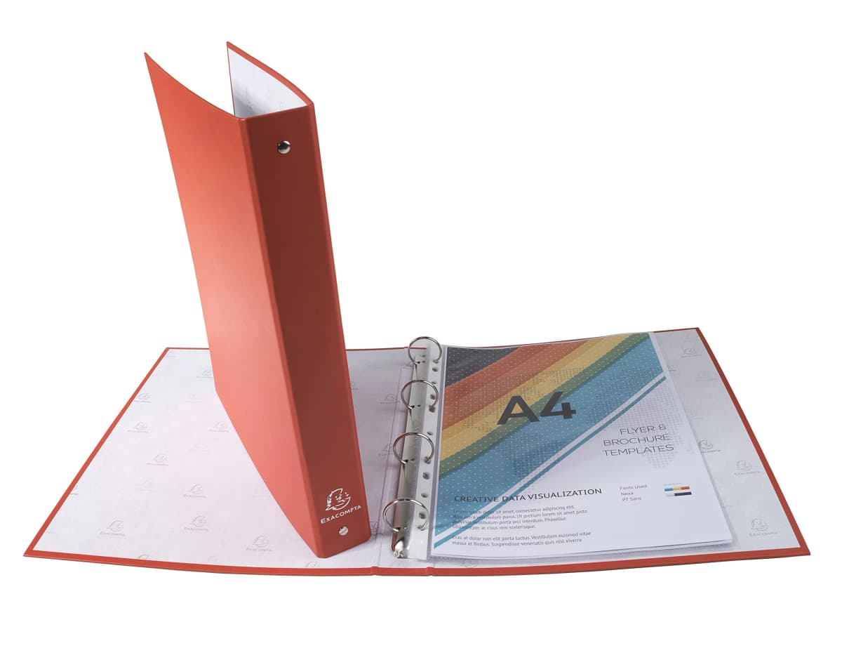 Carpeta Exacompta A4 de cartón forrado con 4 anillas redondas de 30 mm – Surtidos