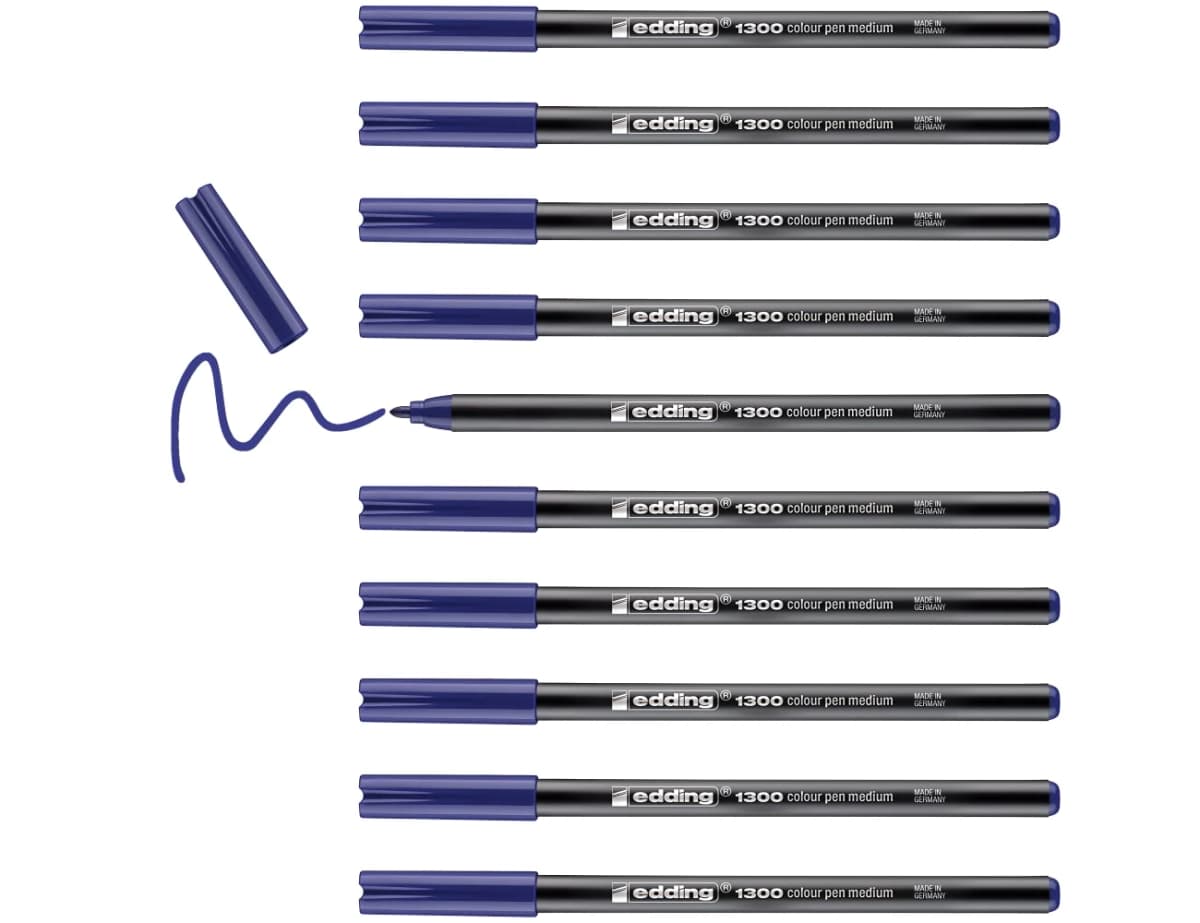 Rotulador Edding 1300 de punta de fibra redonda de 2 mm – Azul